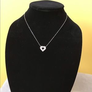 Vintage Heart shaped rhinestone rhodium pendant